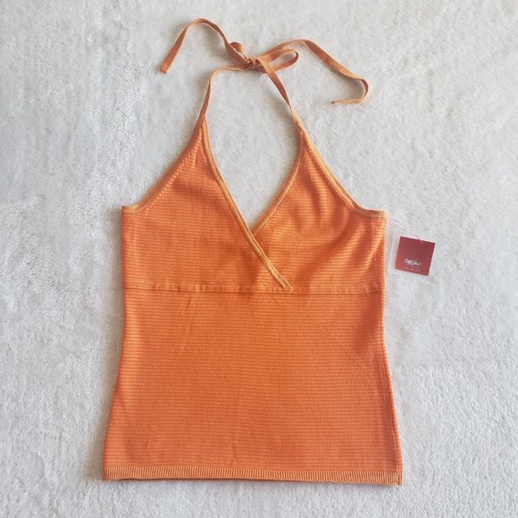 Mossimo Halter Neck Sleeveless Stripe Orange Womens Top SZ M, NWT - Picture 9 of 15